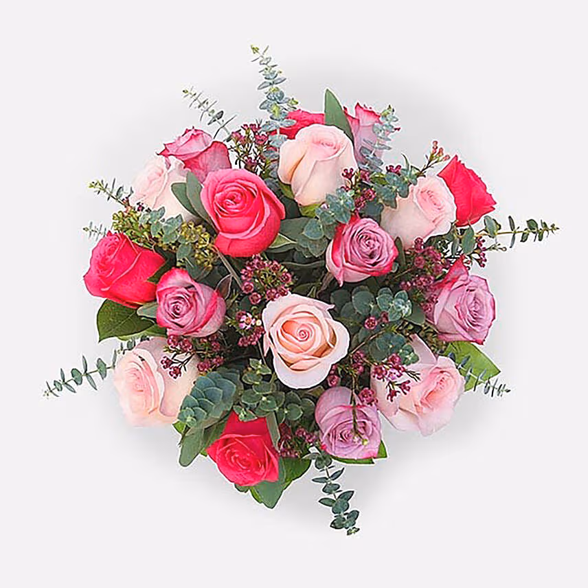 Sweet Mixed Roses Fishbowl Vase Arrangement