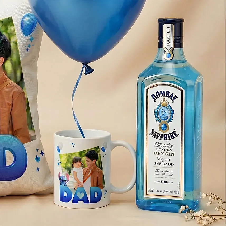 Stitch Theme Personalised Cushion, Mug & Gin Set for Dad