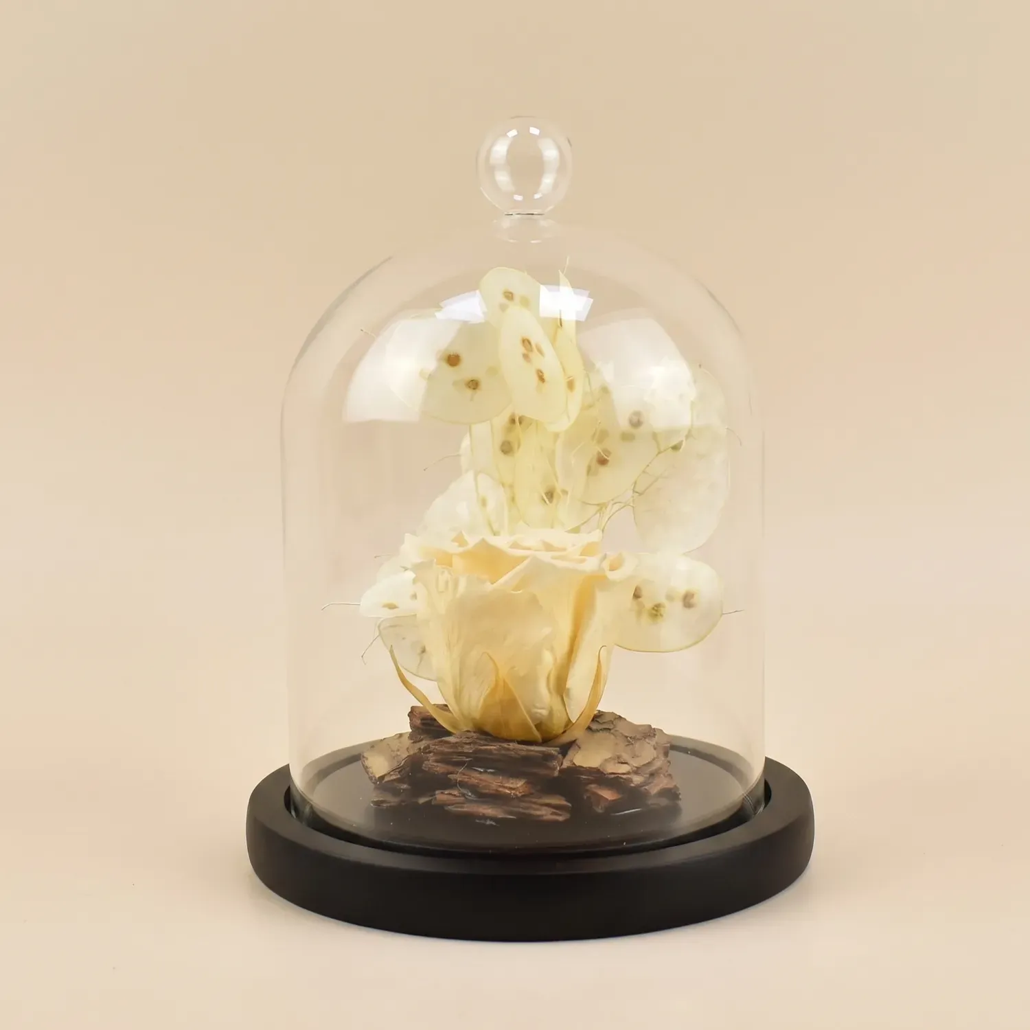 Eternal Peach Rose in Glass Dome – Perfect Gift for Any Occasion