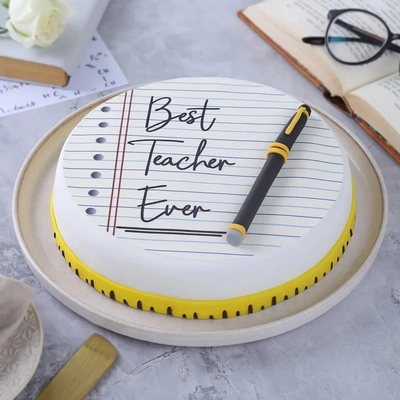 Best Teacher Ever Chocolate Fondant Cake - 1 Kg Celebration Delight