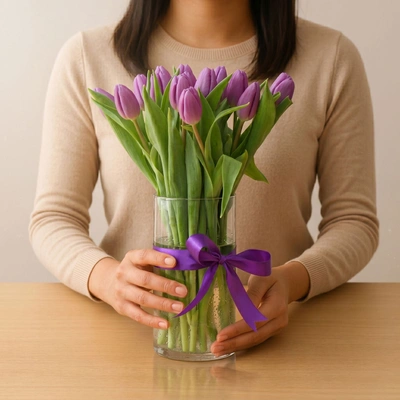 20 Purple Tulip Arrangement