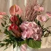 Elegant Pink Anthurium & Gerbera Bouquet in White Pot