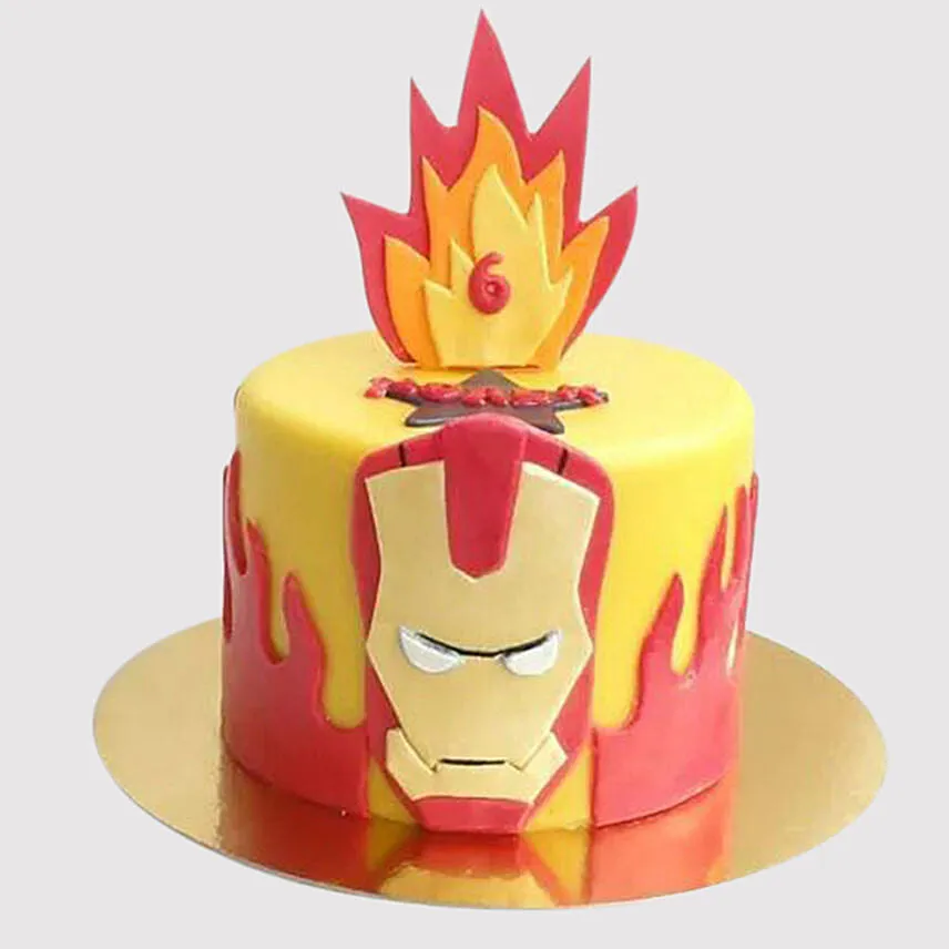 Iron Man Fondant Fire Cake