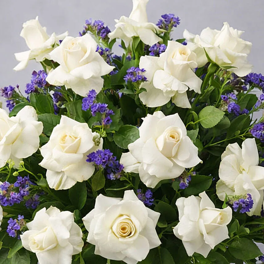 Beauty of White and Blue Flowers Vase