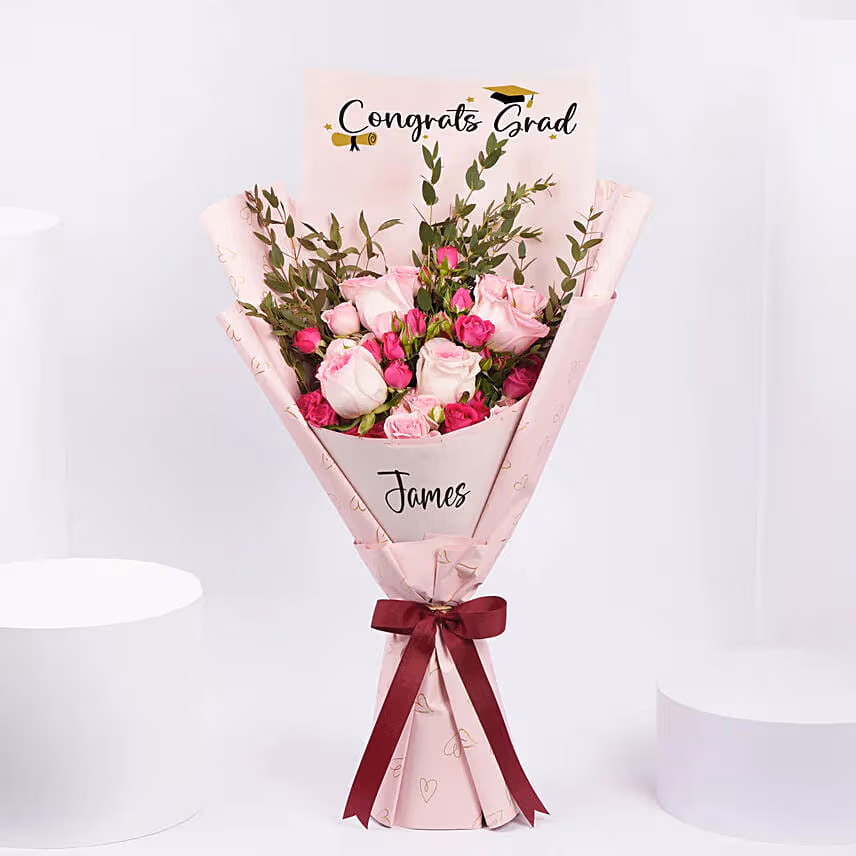 Congrats Grad Roses Bouquet with Cake
