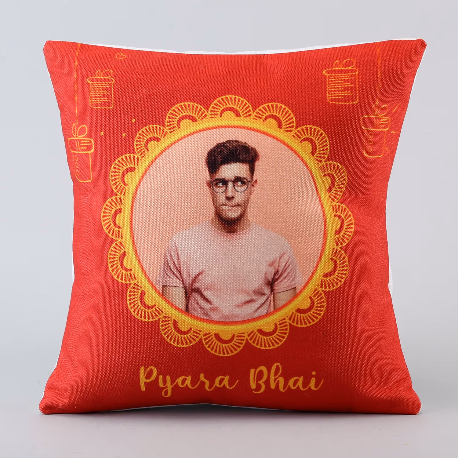 Personalized Bhai Dooj Cushion Gift with Custom Photo