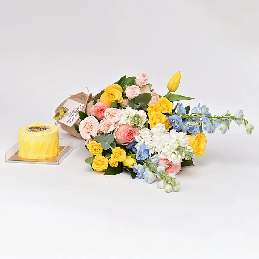 Brighter Days Bouquet with Cake