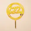 Elegant Gold Happy Birthday Cake Topper